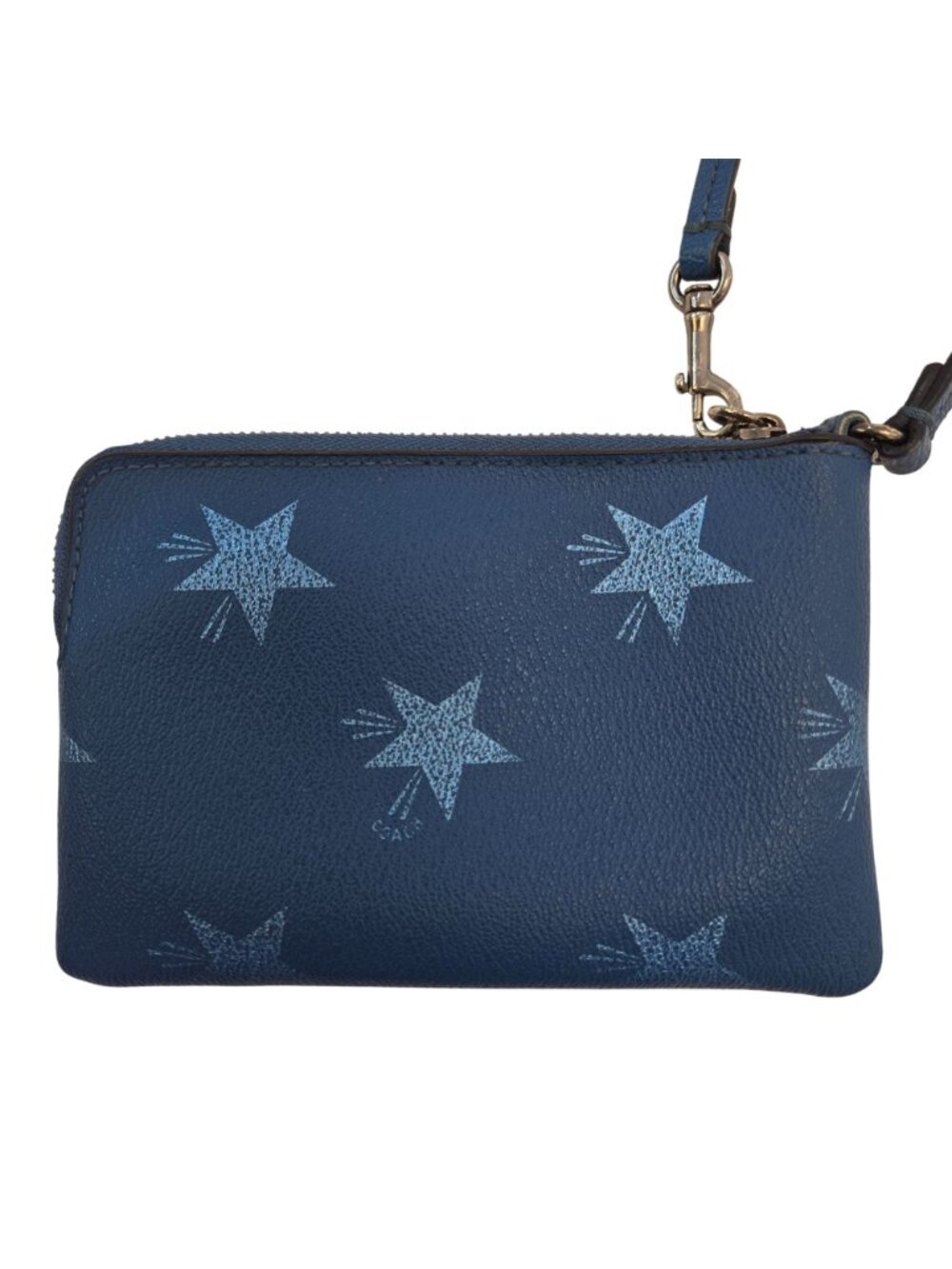 Coach Pebble Leather Metallic Star Print Wristlet - Picture 3 of 5